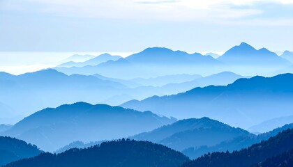Misty Blue Mountain Range