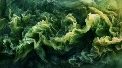 Abstract Green Fluid Swirls Texture Background