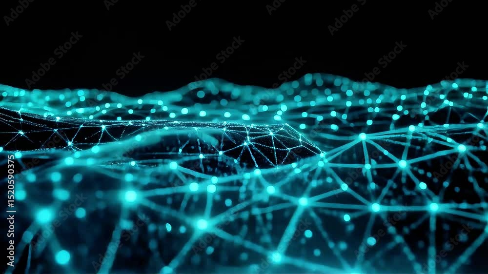 Leinwandbilder abstract teal network: dynamic data visualization