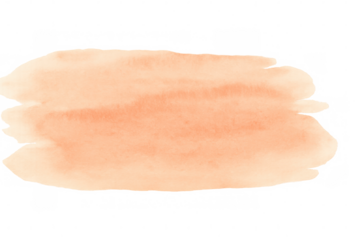 Peach watercolor brush stroke creating organic abstract form, delicate artistic element blending softly against transparent backdrop