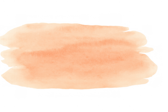 Peach watercolor brush stroke creating organic abstract form, delicate artistic element blending softly against transparent backdrop