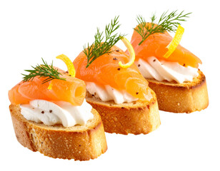Trio of Gourmet Smoked Salmon Canapés with Dill and Cream Chees