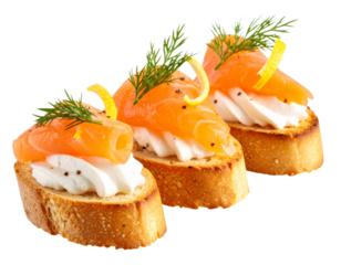 Trio of Gourmet Smoked Salmon Canapés with Dill and Cream Chees