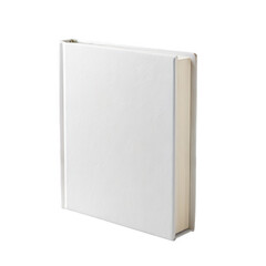Closed white book isolated on transparent background for mockup and education uses.