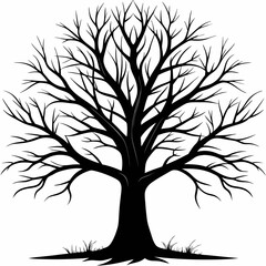 Obraz premium Silhouette of a bare tree stark and minimalist perfect for nature themed designs representing winter death or the beauty of