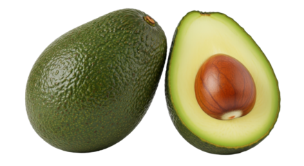 Avocados sliced vibrant against black