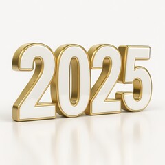 White and Gold 2025 3D Render
