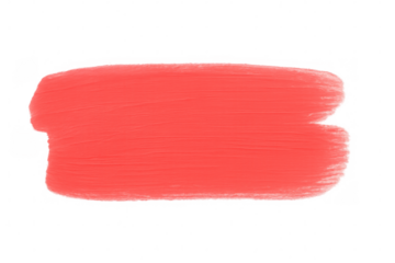 Vibrant brushstroke of living coral paint, isolated on a transparent background, adds a pop of color and texture