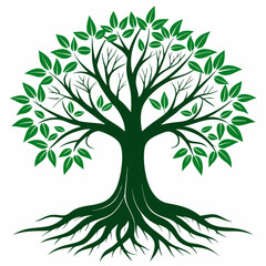 Silhouette Illustration of Tree Roots with Detailed Branching Structure and Underground Network Depicted in a Minimalist Style for Nature Designs