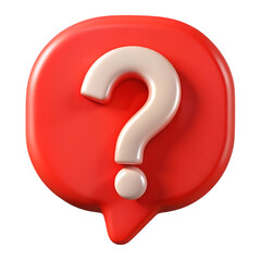 3d Red speech bubble with a beige question mark isolated on transparent background. question, mark, speech, bubble, 3d