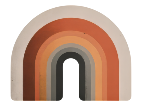 Abstract modern rainbow arch minimalist design art print, On Transparent Background, Png