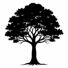 Fototapeta premium Solitary Tree Silhouette on White Background A Minimalist Vector Illustration of a Lone Tree in Black and White