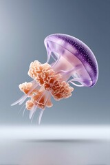 Obraz premium Vivid Purple Jellyfish with Transparent Body and Flowing Tentacles