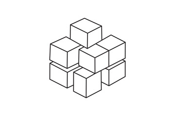 Stacked isometric cubes optical geometric  illusion line art details