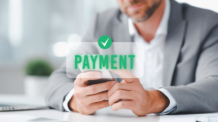 Secure online payment on smartphone by casual person.