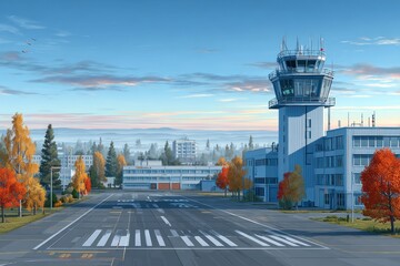 Autumnal airport sunrise