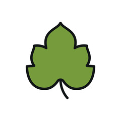Flat grape leaves icon, ideal for nature, vineyard, culinary, herbal, or botanical-themed designs.