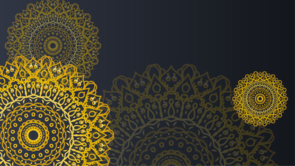 Islamic black background with golden Geometric mandala