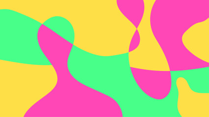Abstract pink, yellow, and green flow shapes background