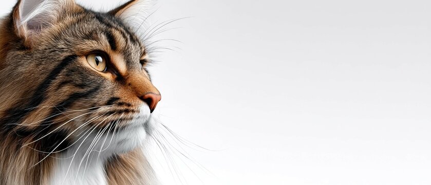 Close-up of a majestic tabby cat with piercing eyes