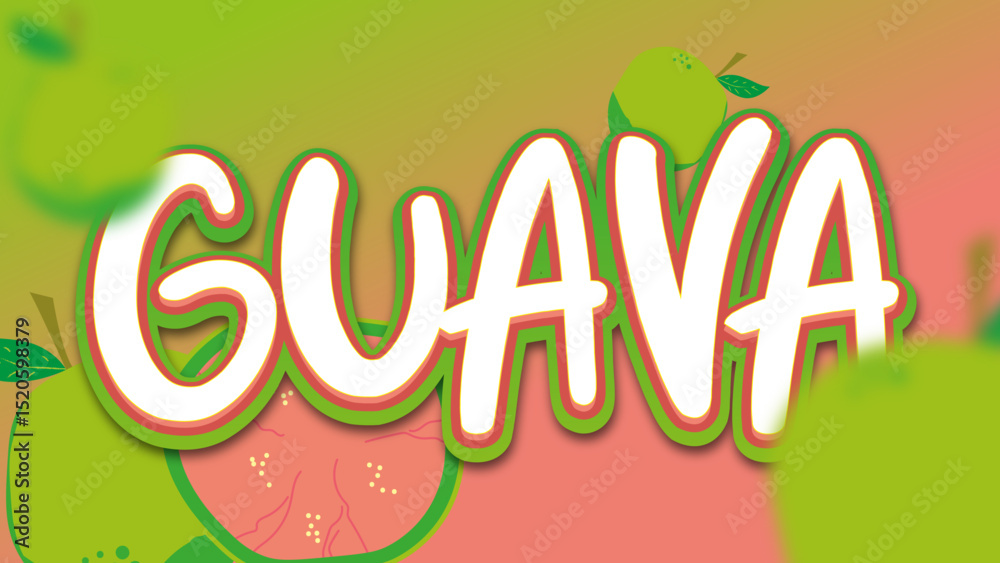 Poster Guava text effect 3d and editable text effect