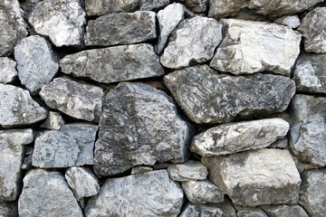 stack of large rough natural grey stone wall texture for background