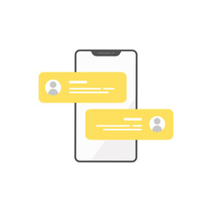 Customer Review and Chat Message UI on Smartphone – Vector Icon