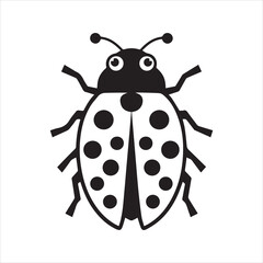 Ladybug Silhouette Vector Icon – Minimal Insect with Dots and Antennae
