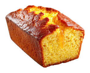 Baking golden cornbread loaf kitchen food cozy atmosphere top down view comfort meals isolated on transparent background
