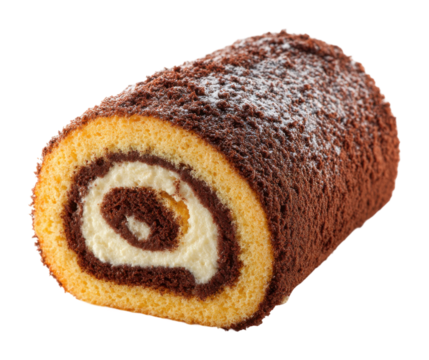 Delicious chocolate swiss roll cake recipe home kitchen food cozy ambiance dessert isolated on transparent background