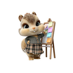 Adorable Chipmunk Girl Presenting Ideas on Whiteboard