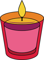 Lit candle vector illustration, lit candle colorful vector art, lit candle isolated line art vector, lit candle vector icon design