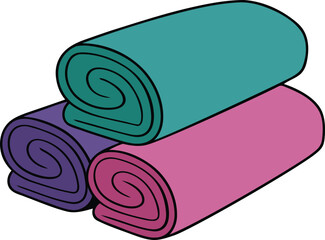 Stylish rolled towels vector art, Colorful rolled towels vector art, rolled towels isolated line art vector icon design