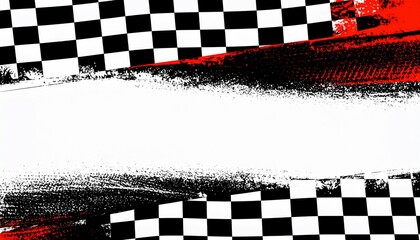 Grungy checkered racing flag background with red - great for digital content