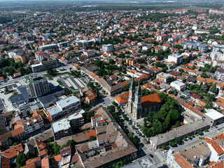 Obraz premium Aerial view of a small town in Serbia. Panchevo
