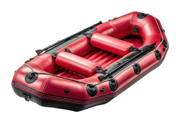 Naklejka premium Exciting river rafting adventure recreation red inflatable boat nature action isolated on transparent background