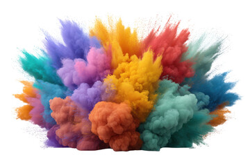Obraz premium Colorful powder explosion isolated on transparent background