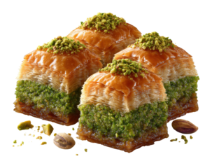 Baklava dessert delight at a local bakery sweet treats colorful environment enjoyable view isolated on transparent background