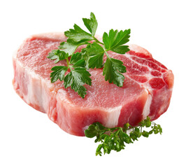 Preparing fresh pork chop with herbs kitchen food culinary environment top view isolated on transparent background