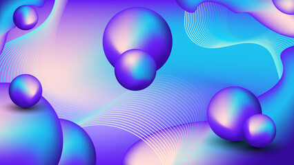 Iridescent holographic shapes framed over gradient background