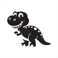 Cute Cartoon Dinosaur Silhouette Vector Icon – Smiling Baby T-Rex Graphic