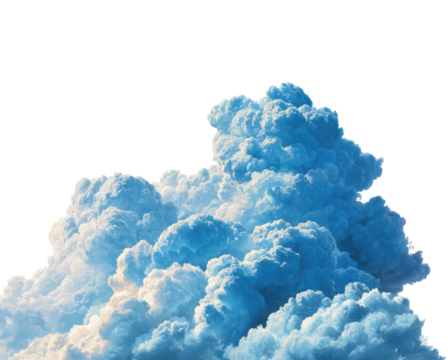 Fluffy blue clouds forming in the sky nature scene digital bright environment upward view isolated on transparent background - Powered by Adobe