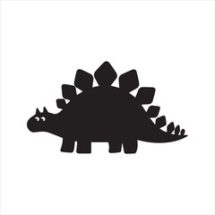 Cute Stegosaurus Dinosaur Silhouette Vector Icon – Cartoon Prehistoric Character