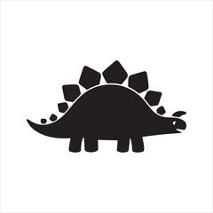 Cute Stegosaurus Dinosaur Silhouette Vector Icon – Cartoon Prehistoric Character