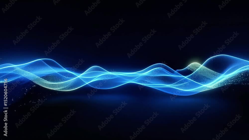Aufkleber abstract blue energy waves flowing dynamically across dark background