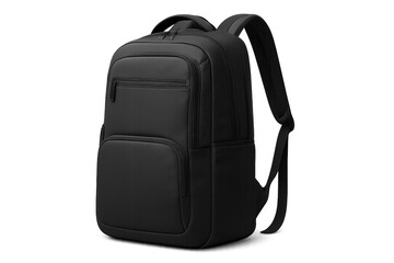Naklejka premium Modern black backpack standing on transparent background, perfect for students and professionals