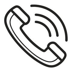 Black line art phone receiver icon for communication