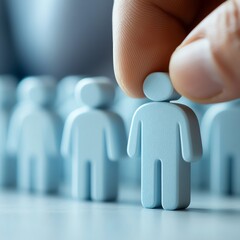 Hiring Candidate as a recruiter choosing the right employee to hire as the best candidate for a job as labour or labor workforce human resource concept