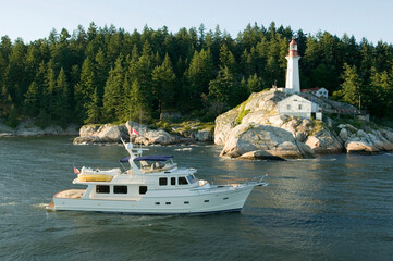 Aerial Luxury Yacht Cruising Vancouver British Columbia Canada