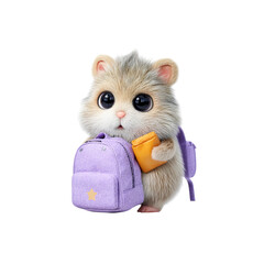 Adorable Hamster with Backpack Ready for School